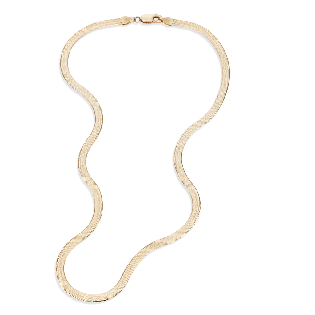 Modern 14k Solid Yellow Gold Herringbone Chain, mm, 16 inches