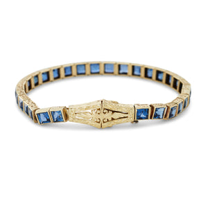 1921 Sapphire Tennis Bracelet Conversion Piece, Engraved "For My Darling Little Mother Xmas 1921"
