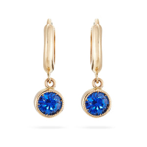 Blue Sapphire Drop Earrings, 0.68 Carats