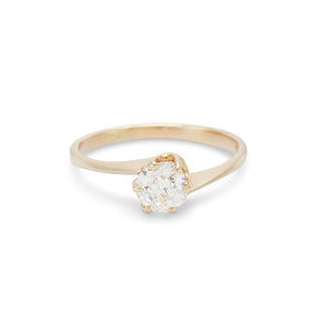 Vintage Engagement Ring with Asymmetric Band, 0.60 Carats