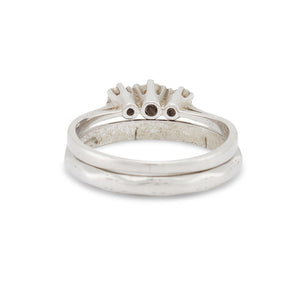 1945 Vintage Three Stone Platinum Engagement Ring Set, 0.25 Carats