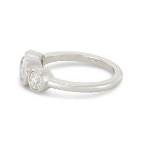Platinum Trinity Ring, Upcycled Antique Diamonds, 1.11 Carats
