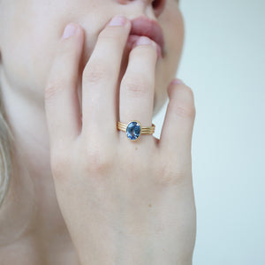The Zoe, 18k Sapphire Triple Band Engagement Ring, 2.32 Carats