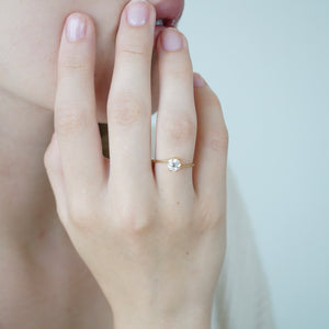 Vintage Engagement Ring with Asymmetric Band, 0.60 Carats