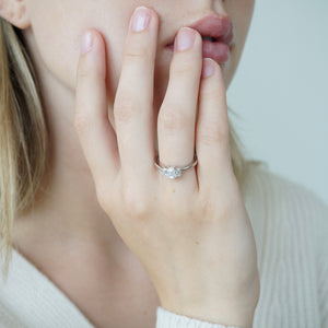 The Emma, Three Emerald Cut Diamond Engagement Ring, 0.80 Carats