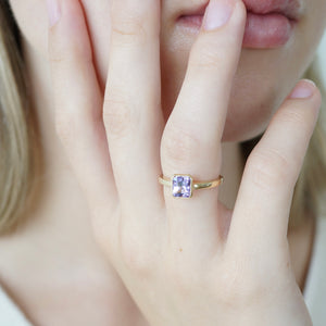 Unique Unheated Purple Sapphire Engagement Ring, 1.22 Carats