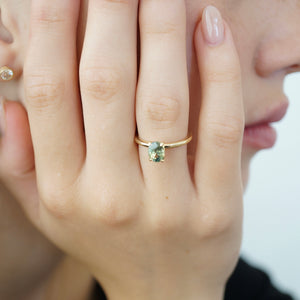 Oval Green Sapphire Engagement Ring, 1.50 carats