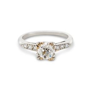 Vintage Double Claw Art Deco Engagement Ring, 0.80 Carats
