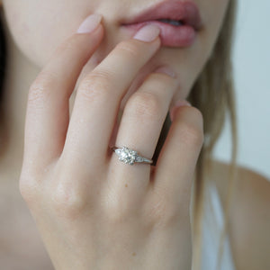 Vintage Engagement Ring, Platinum, 0.85 Carats, Hidden Heart Detail