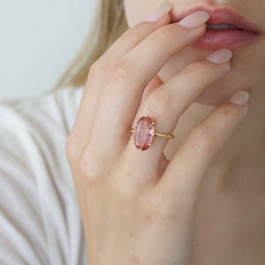 Natural Pink Imperial Topaz Cocktail Ring