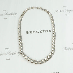 Vintage Heavy Curb Chain Necklace In Sterling Silver, 17 Inches
