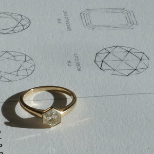 SOLD Unique Hexagon Diamond Engagement Ring, 1 Carat